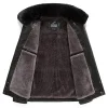 Men's Fleece Thick Fur Collar Leather Jacket