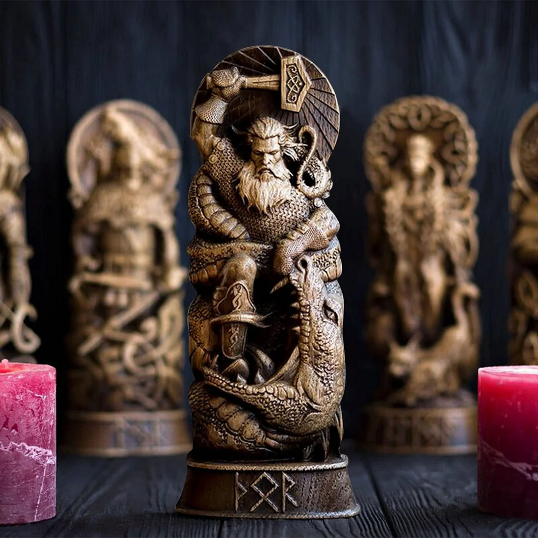 🔥Hot Sale🔥(Buy 2 Free shipping)🎁Odin statue, Allfather, Wotan, norse gods, wood carving altar heathen asatru viking god and goddes sculpture wooden scandinavian pantheon