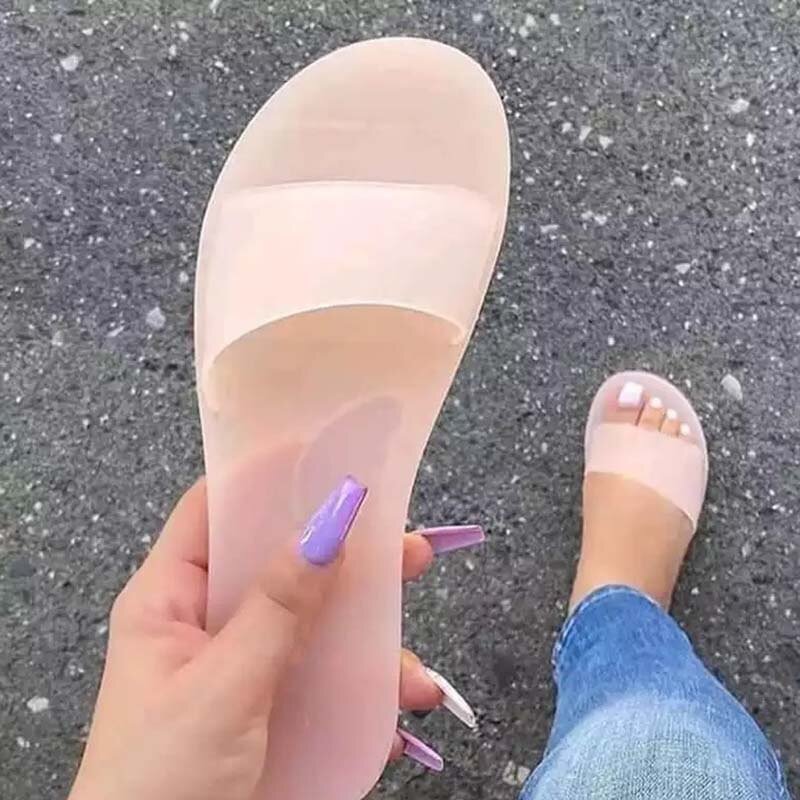 Women Sandals 2021 Summer Outdoors Slippers Female Slides Transparent Jelly Shoes Woman Colorful Beach Shoes Flats Sandals