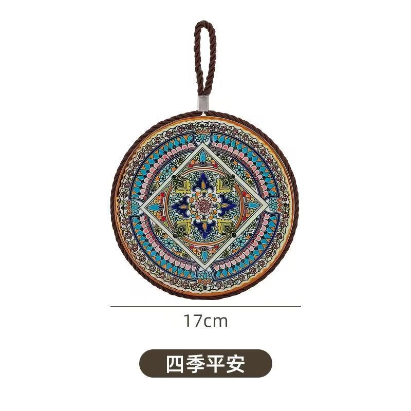Factory Supply Thermal Transfer Printing 17cm Mandala Ceramic Heat Insulation Pot Mat Home Pot Mat European Style