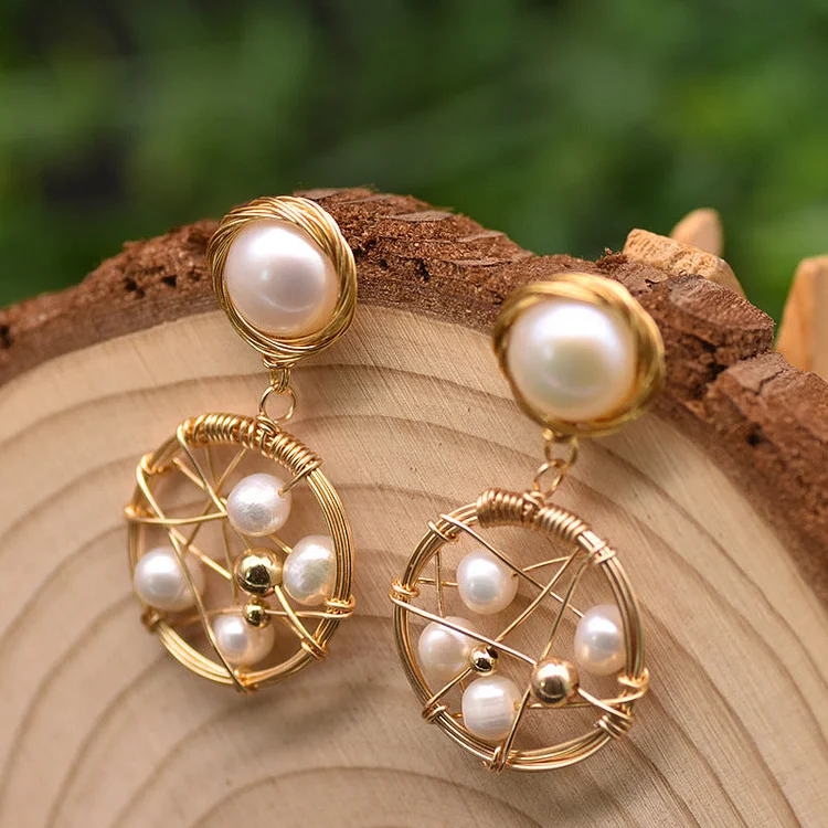 Vintage 925 Silver Stud Earrings 18K Gold Wire-wrappe Earrings