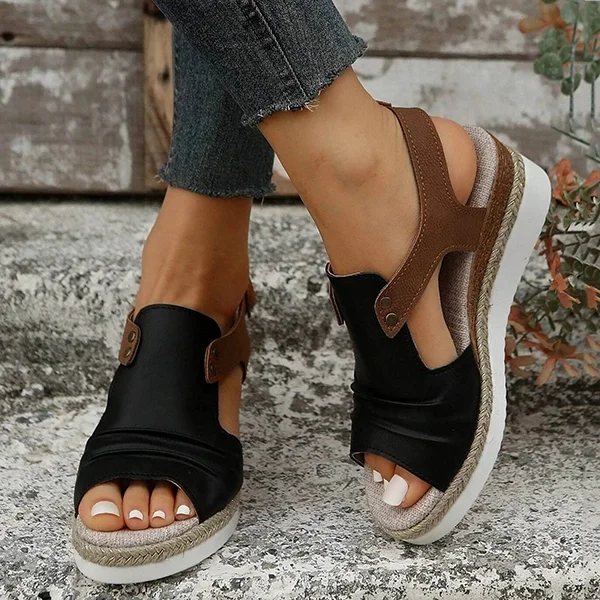 LAST DAY 50% OFF-2023 Womens Open Toe Ankle Strap Platform Orthopedic Wedge Sandals
