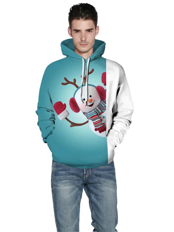 Christmas Print Long Sleeve Loose Hoodie Flusfy