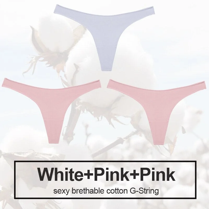 3PCS/Set Sexy Thong Women Panties Cotton Underwear Briefs Women G-String Female Underpants Lingerie Pantys Girls Femme Panties