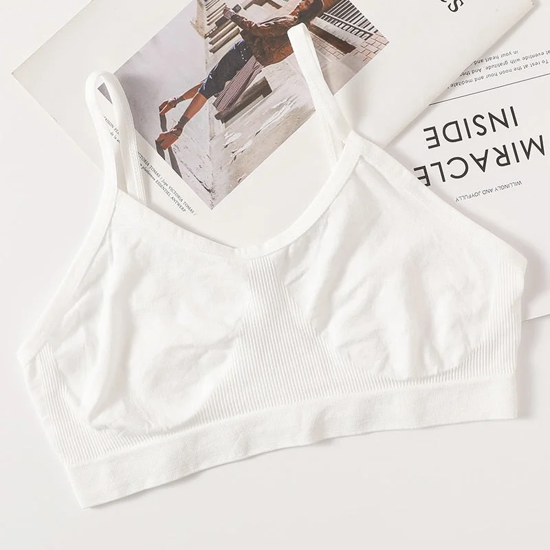 2PCS Women Bra Set Seamless Underwear Sexy Female Bralette Top Backless Bra Thong Panties No-Wired Brassiere Home Lingerie Set