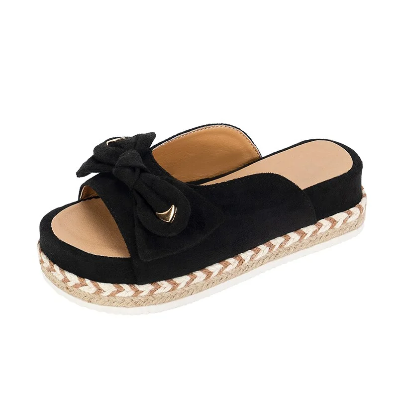 Qengg Women Woven Thick Sole Slippers Soft Stitching Ladies Sandals Comfortable Flat Sandals Women Open Toe Beach Shoes Woman Footwear