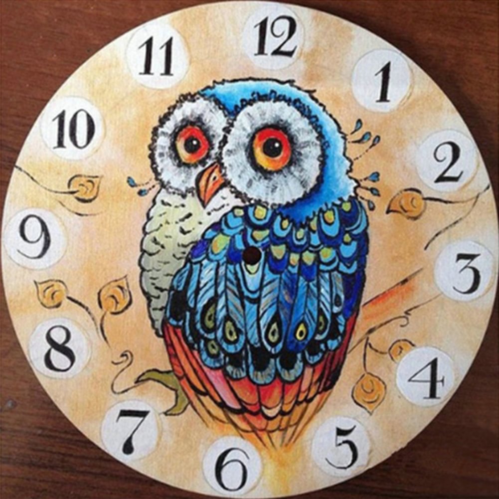 Diamond Painting - Full Round - Owl Wall Clock Pattern(30*30cm)