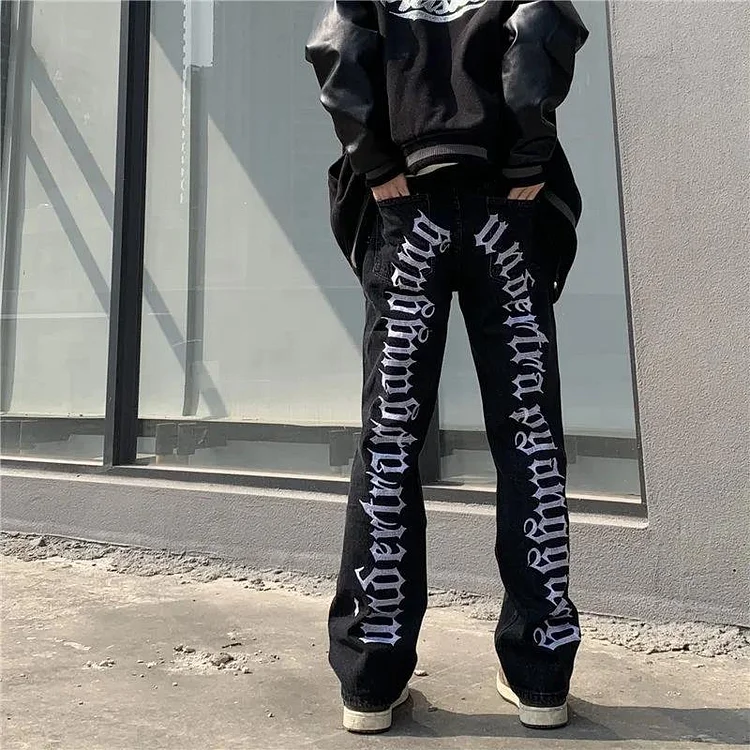 Embroidered Ripped Jeans