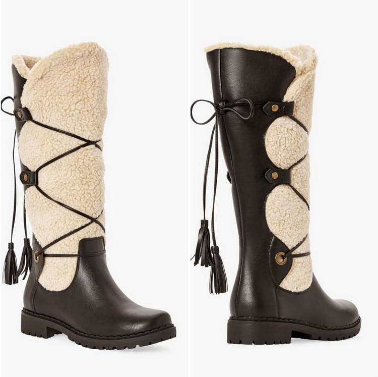 Custom Made Women's Black Winter Fur Boots |FSJ Shoes