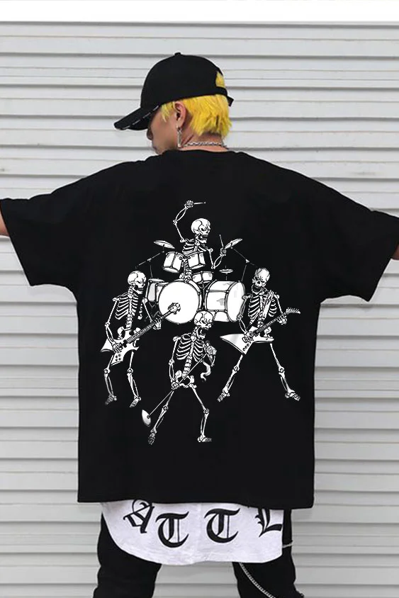 Individual Fashion Music Festival Skull Graphic Printing Men's Short-sleeved T-shirt