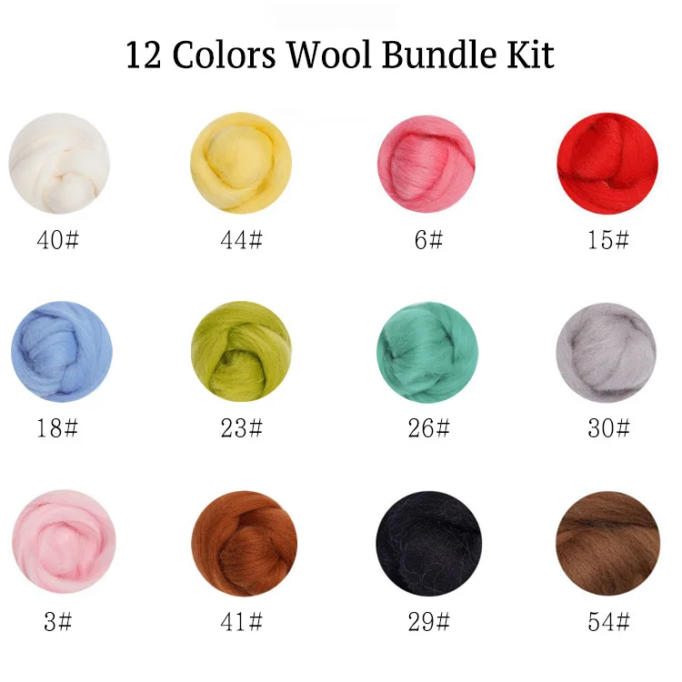 Needle Felting Accessory - 12 Colors Wool Bundle Kit Ventyled