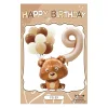 Retro Cream Caramel Cartoon Bunny Bear 0 - 9 Numbers Latex Aluminum Film Balloons Flags Package Kids Birthday Party Decors