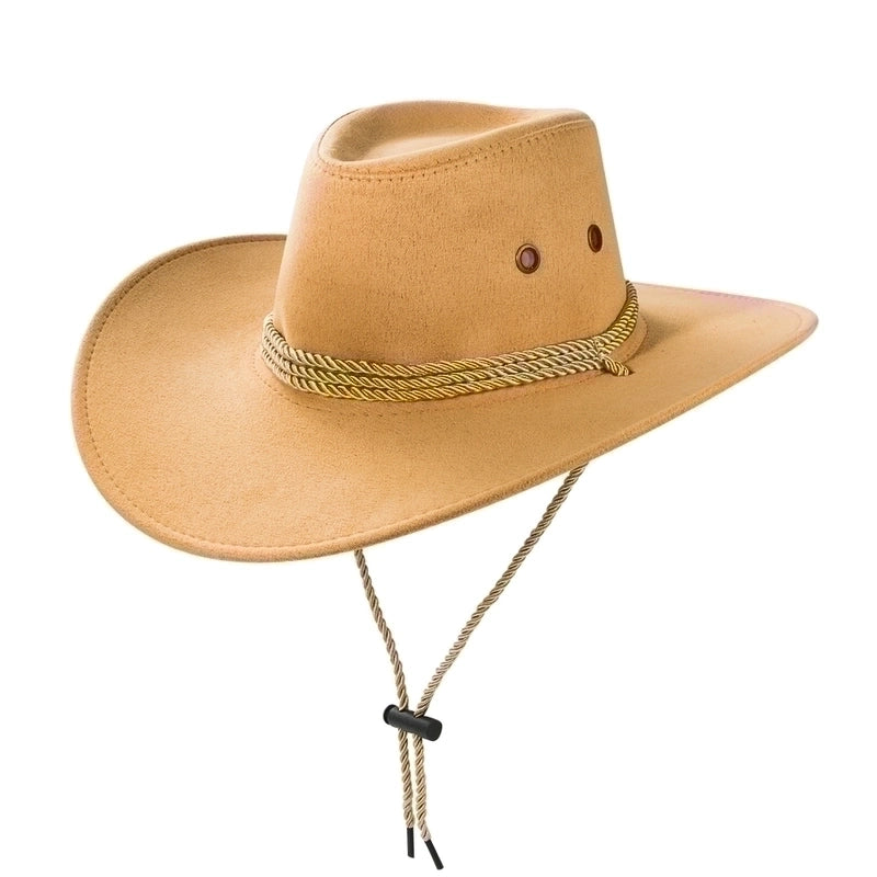 Cowboy Fedora Hat Big Brim Cowboy Hat Suede Outdoor Sun Hat Men’s Riding Hat