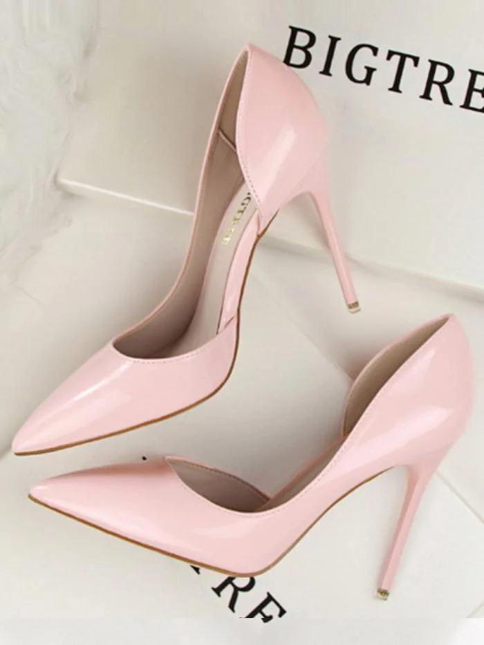 Fashion stiletto high-heeled patent leather shallow pointy sexy high-heeled shoes