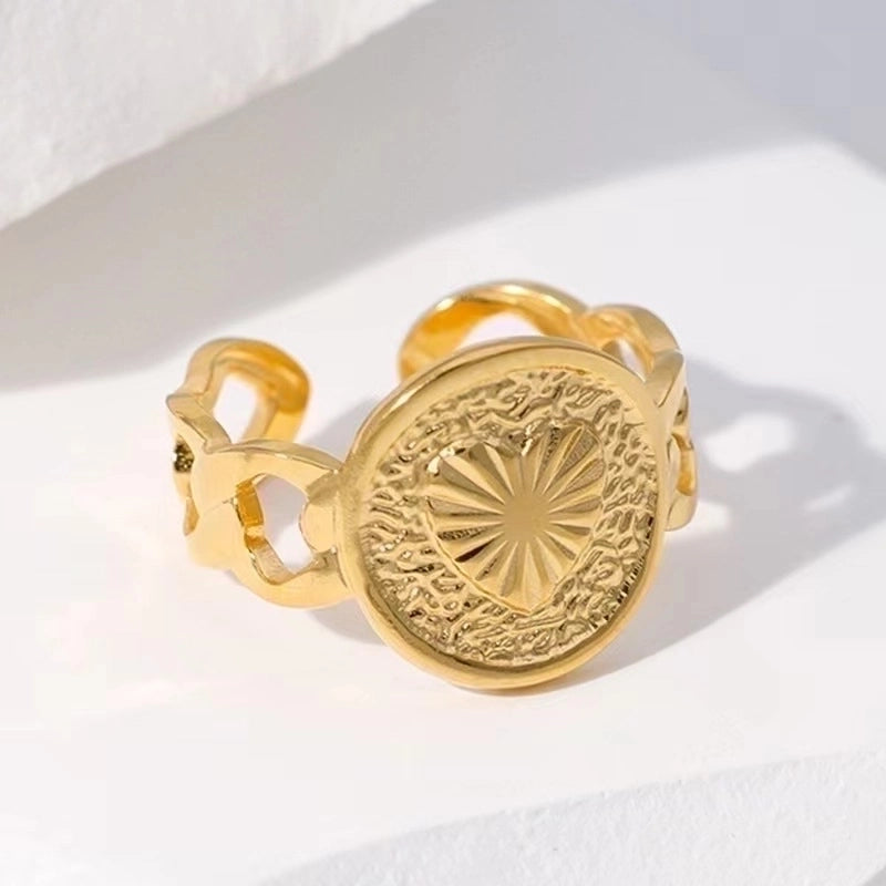 Retro Geometric Stainless Steel Gold Plated Plating Open Rings