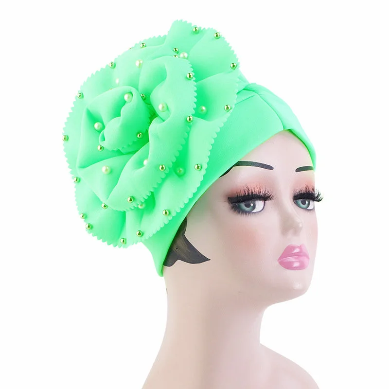 Women's Solid Color Vintage Baotou Cap Big Flower Fashion  Hat