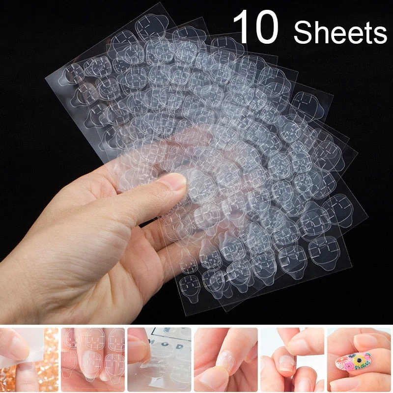 10 Sheets/Lot Thin Super Sticky Nail Adhesives For Press On False Nail Tips 5 Sizes, 20 Pieces/Sheets-Nail Inspo