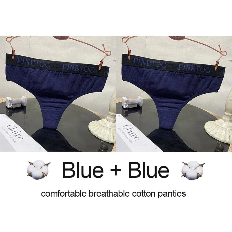 2PCS/Set Cotton Lingerie Women's Underwear Panties Sexy Thong Underpants Female Briefs Intimates G-String Pantys Cotton Panties
