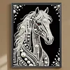 Horse Premium 5D Diamond Painting Kit Black & White Pearls painting Sparkling Special Shaped Diamond painting
