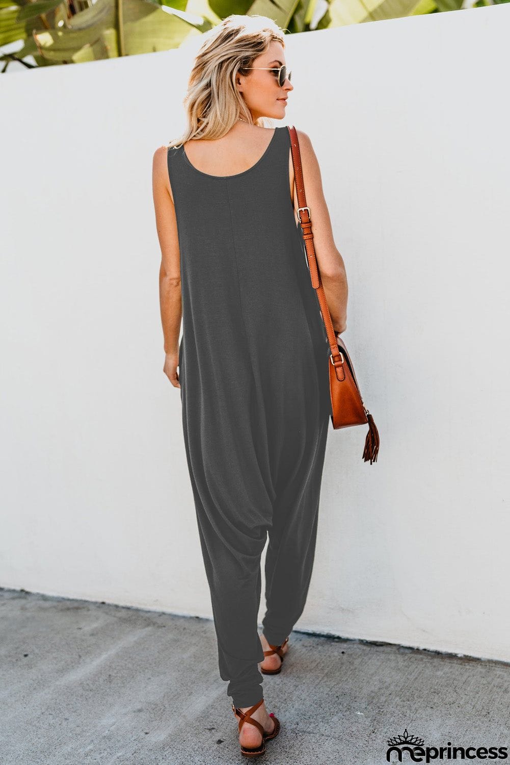 Sleeveless Pocketed Harem Jumpsuit