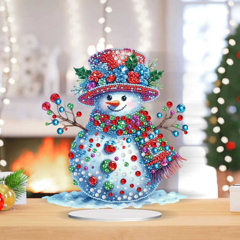 DIY Christmas Snowman Acrylic Special Shape Diamond Painting Tabletop Ornaments
