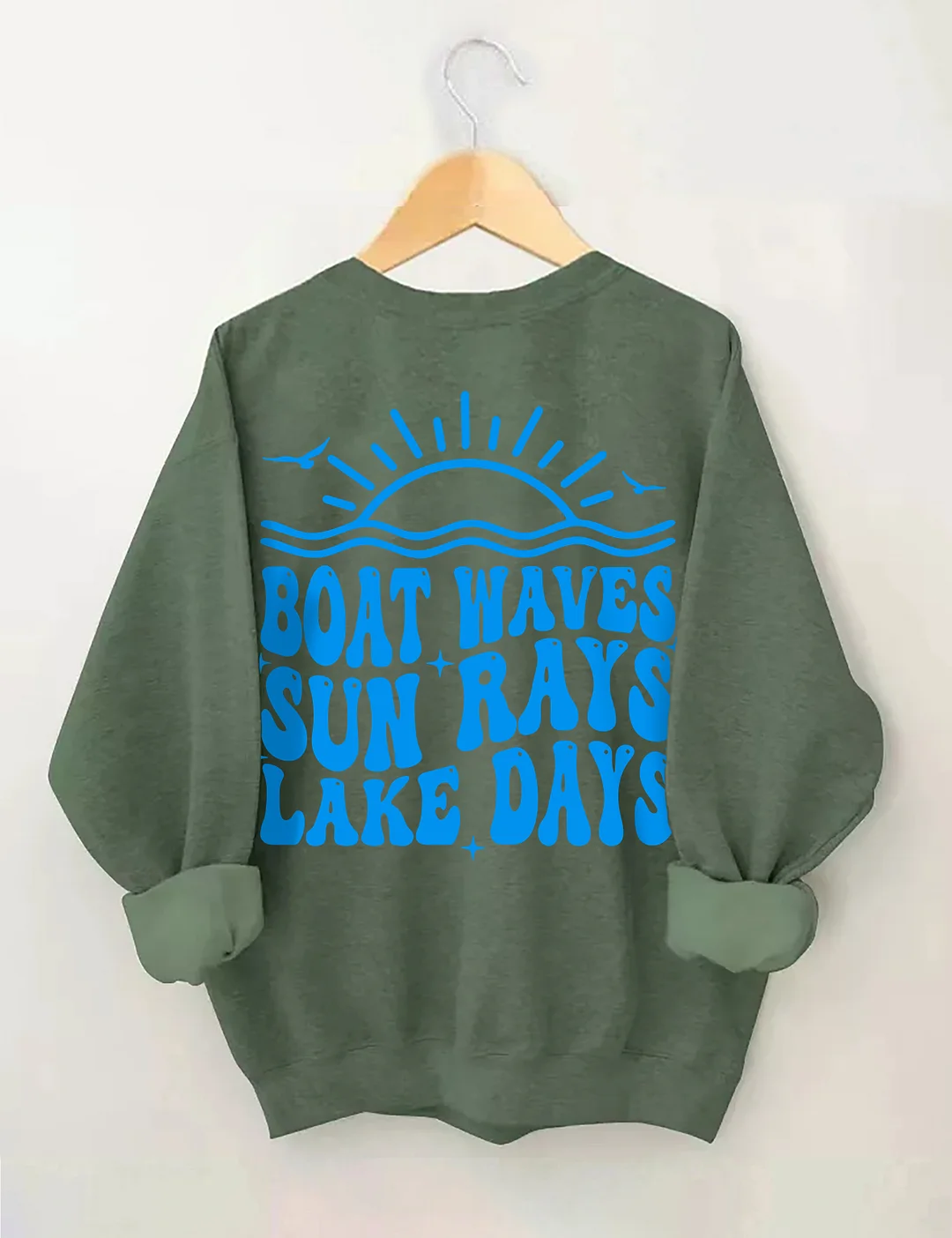 Boat Waves Sun Rays Lake Days Sweatshirt