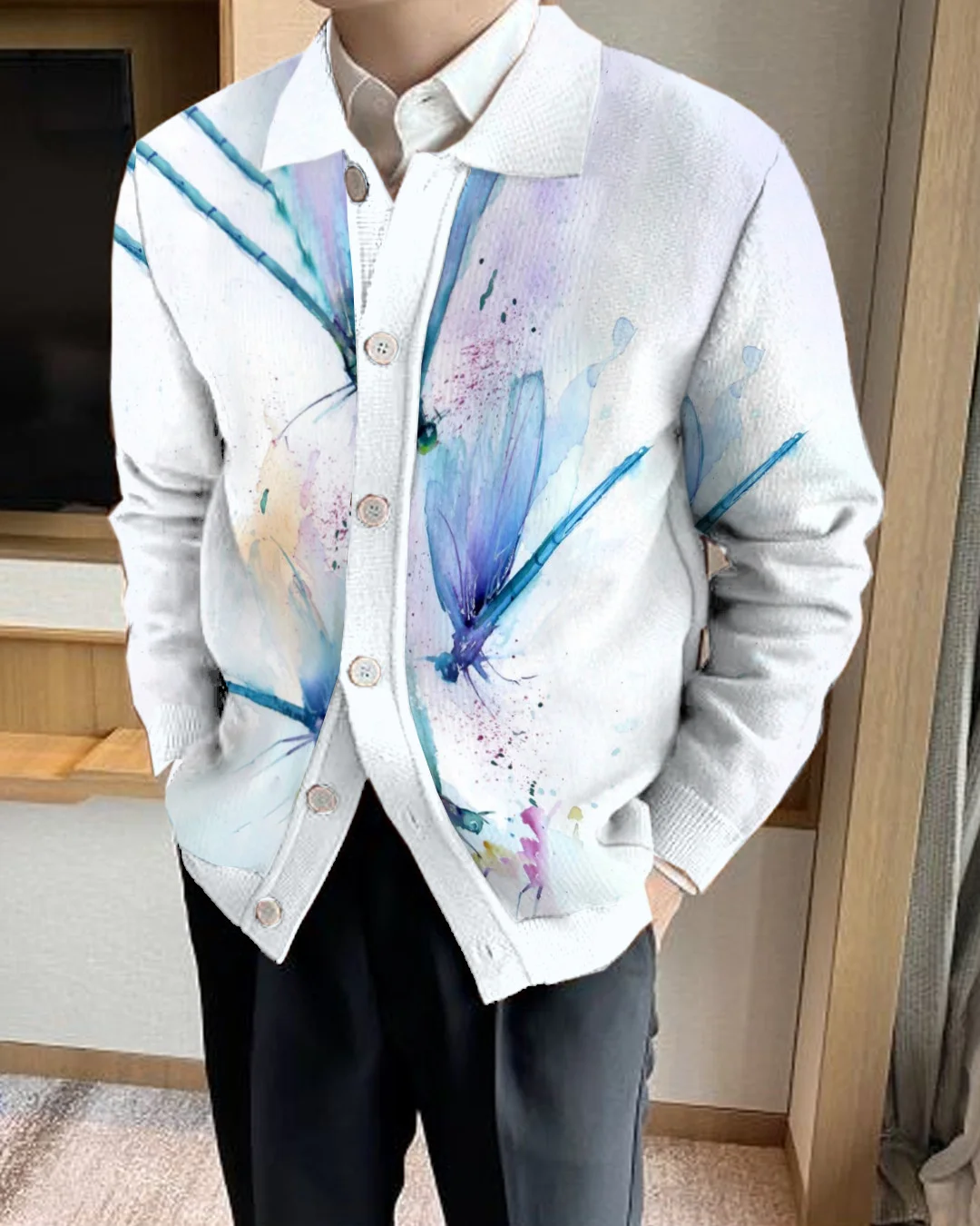 Men's Lapel Knitted Sweater Cardigan 2e47