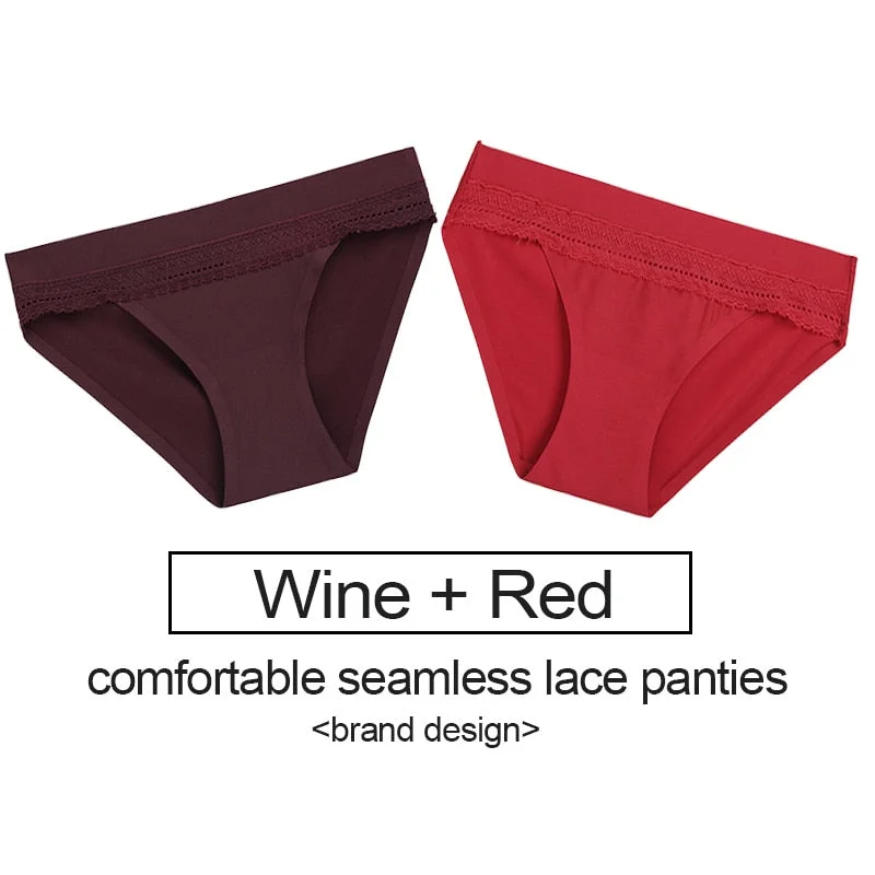 2PCS/Set Lace Panties Women's Underwear Female Lingerie Seamless Panties Underpants Sexy Briefs Intimates Woman Girls Pantys