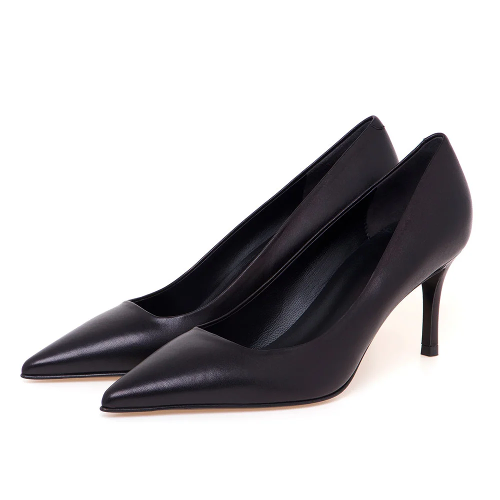 Chic Pointed Toe Stiletto Heel Slip On Black Pumps for Women