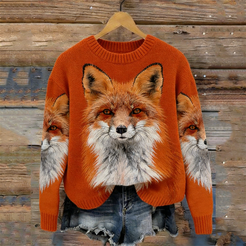 Forest Fox Inspired Cozy Knit Sweater wearshes