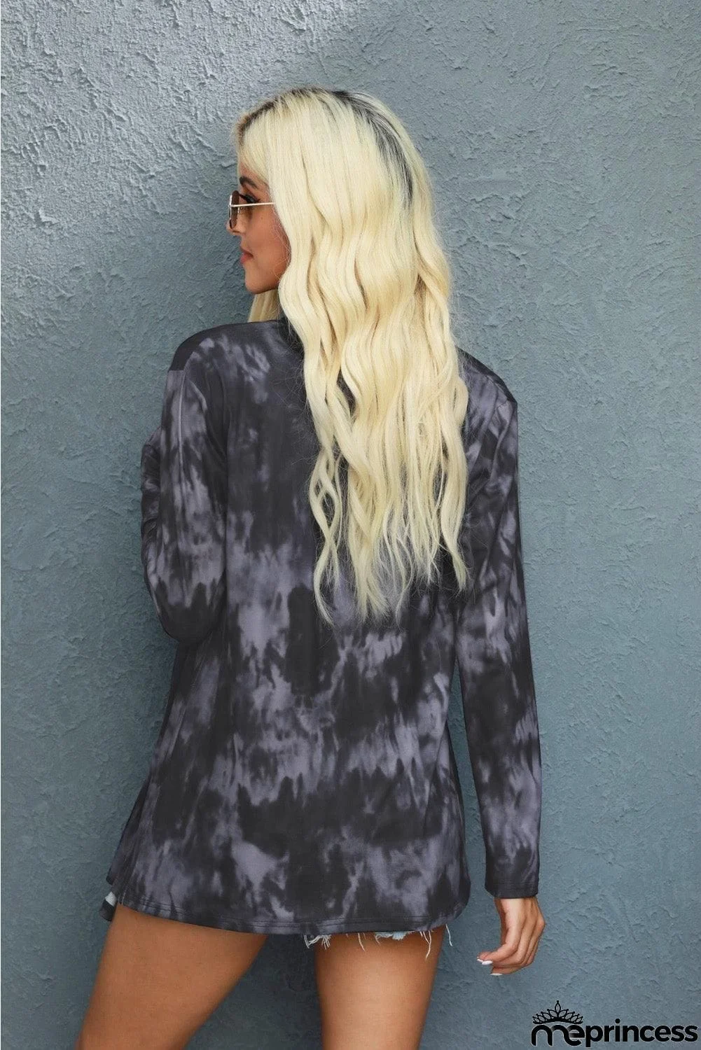 Tie-Dye Open Front Long Sleeve Cardigan