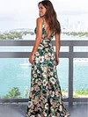 Deep V-neck Split-side Condole Belt Maxi Dress