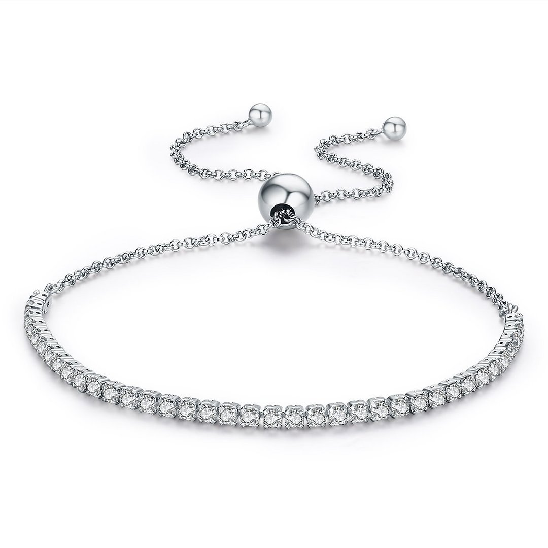 925 Sterling Silver Zircon Elegant Design Channel Setting Diamond Tennis Bracelet
