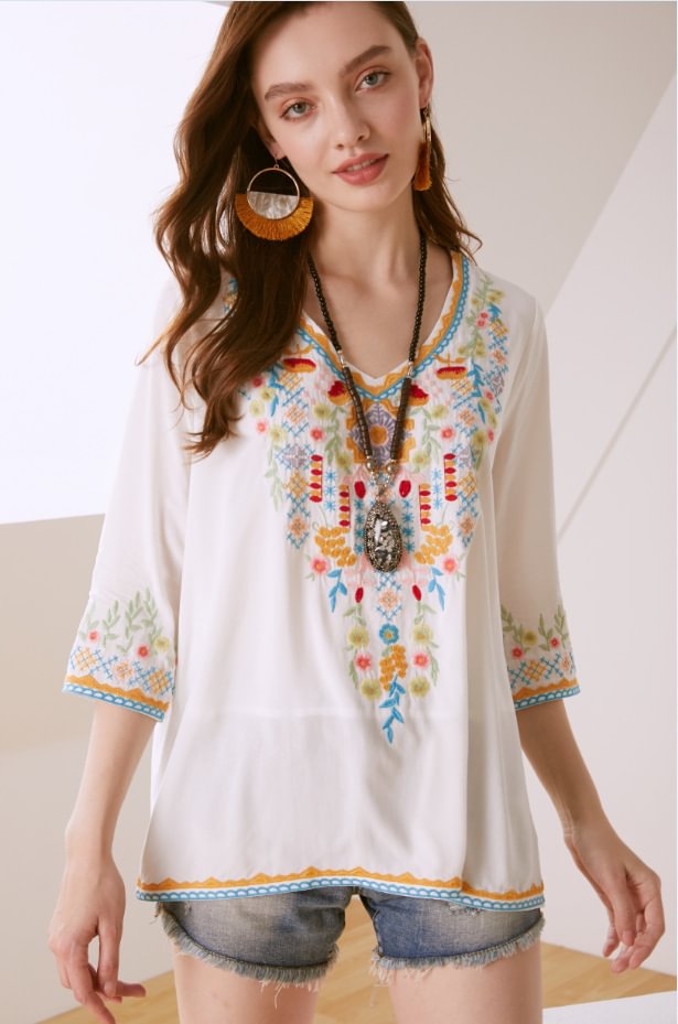 Women's 2021 Shirt Embroidered Loose Slimming Overseas Women Blouse