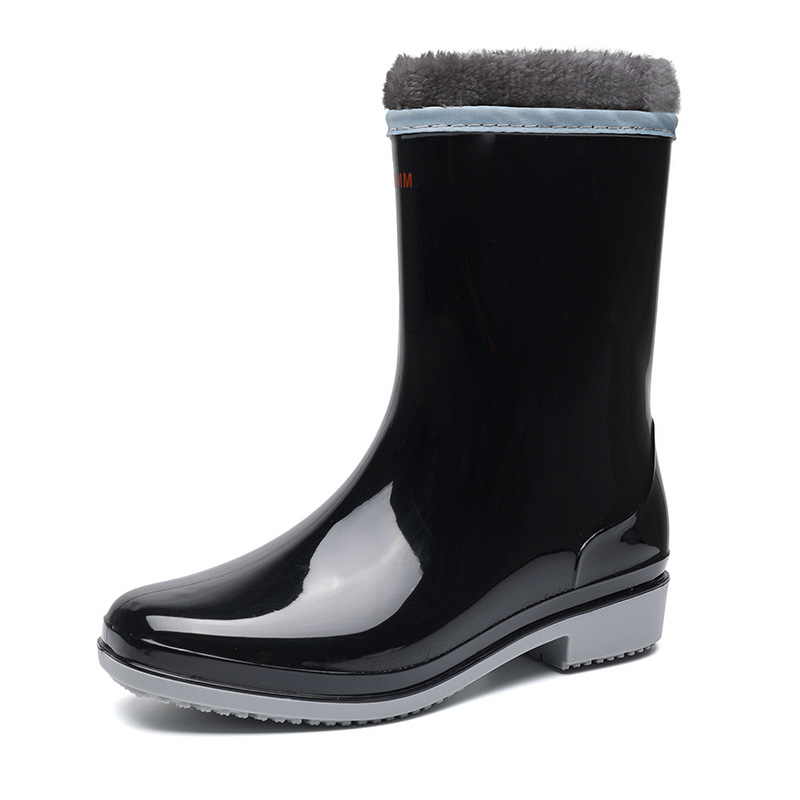 Mid Tube Rain Boots Women Platform Rubber Shoes Fashion Jelly Pvc Color  Rain Shoes 2025 Slip on Boots for Women Waterproof Work