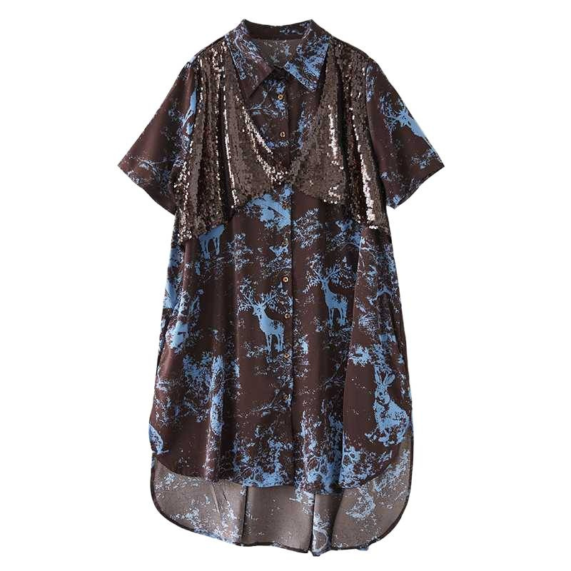 Casual Dyed Short-sleeve Shirt Dress