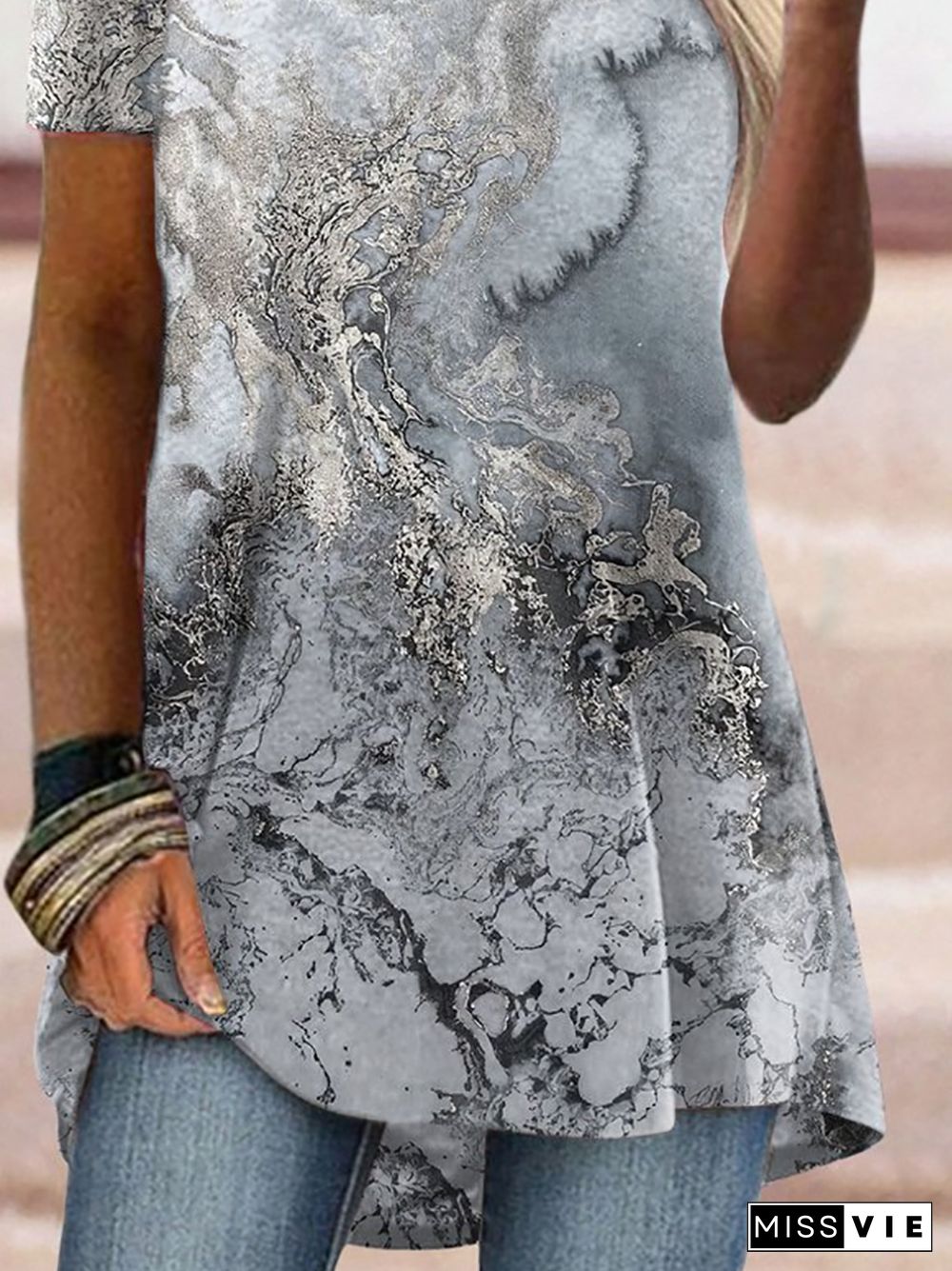 Plus size Printed Casual Short Sleeve T-Shirt