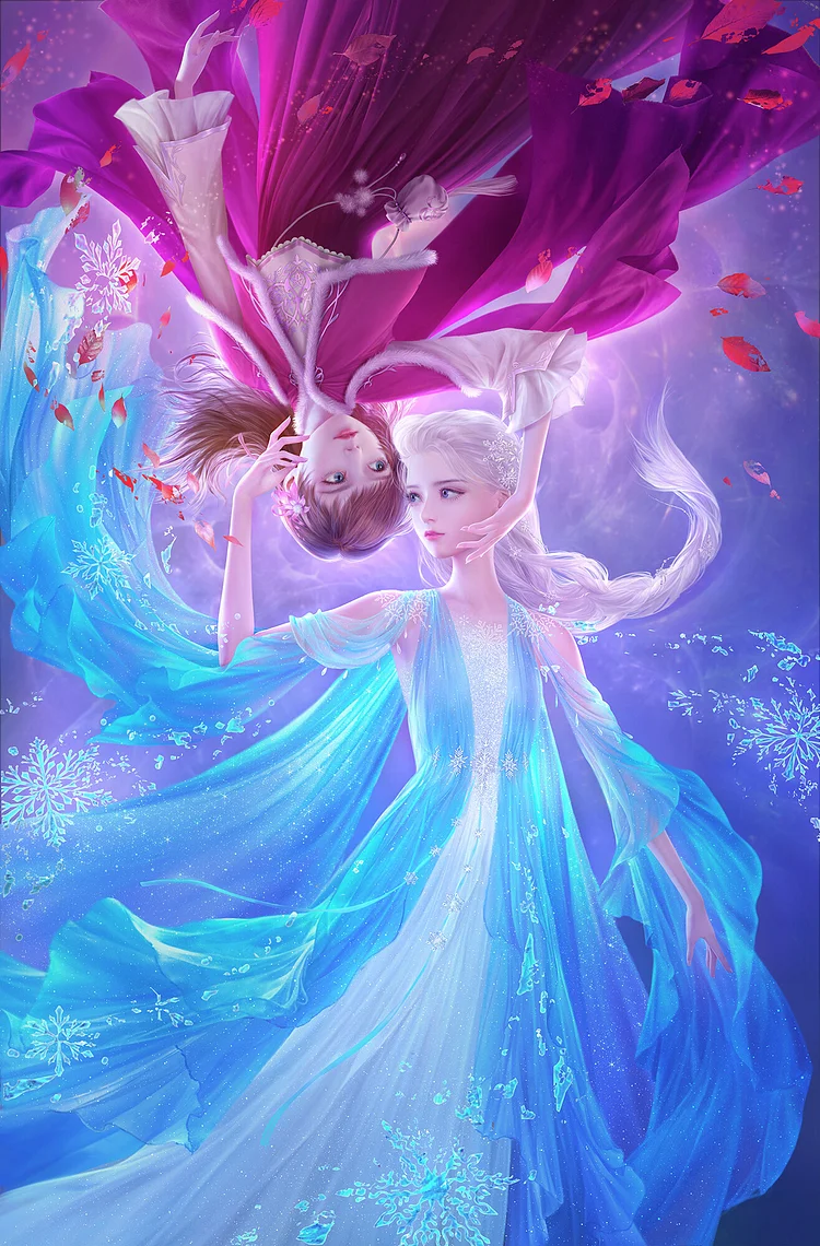 Disney Princess Elsa Cinderella Girl - Full Round 30*50CM