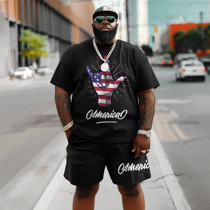 We Are America Plus Size T-shirt And Shorts Set artswardrobe