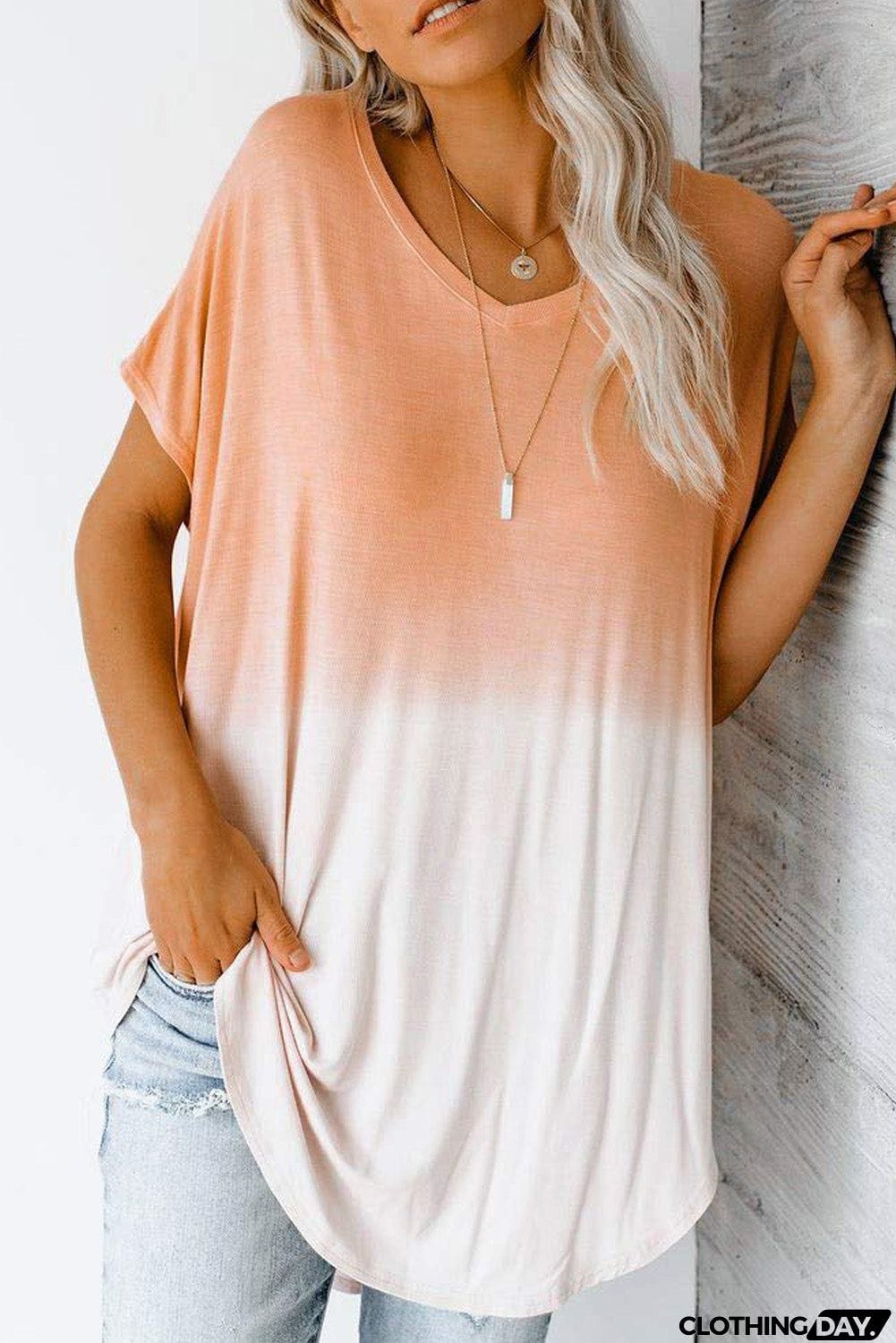 Ombre Color Block Casual Summer Shirt