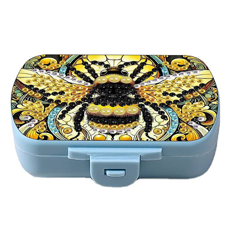 Bee Diamond Painting Medicine Box Diamond Art Pill Storage Box for Travel