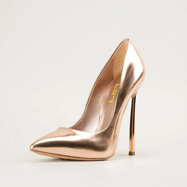 Women's Champagne Stiletto Heels Pointed Toe Pumps |FSJ Shoes