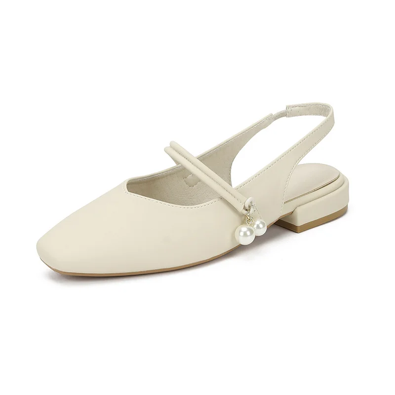 Brownm Brownm 2024 Summer Baotou Sandals With Pearl French Heel Mary Jane Women's Heels