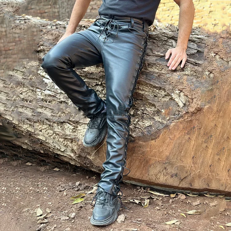 Men's Black Lambskin Leather Motorcycle Pant
