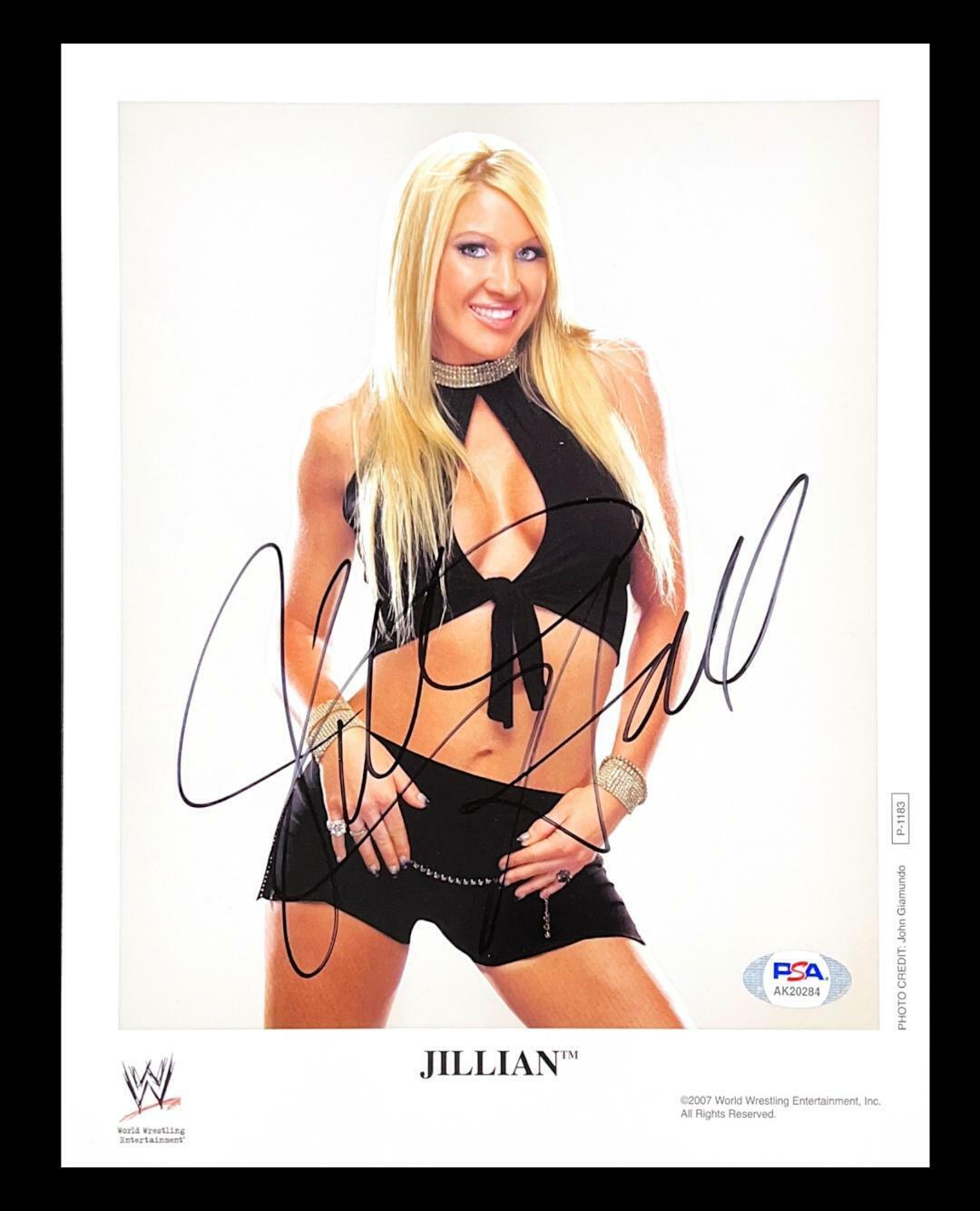 WWE JILLIAN HALL P-1183 HAND SIGNED AUTOGRAPHED 8X10 PROMO Photo Poster painting WITH PSA COA