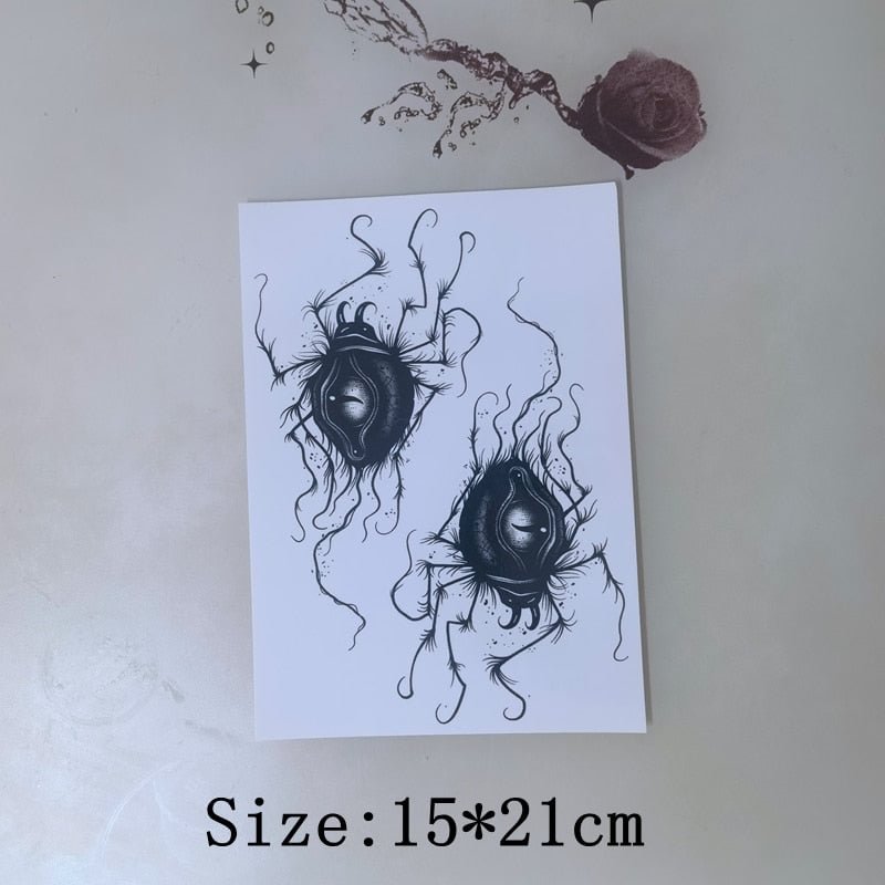 New Dark Spider Pattern Tattoo Sticker Men Waterproof Lasting Alternative Art Fake Tattoo Reptile Hand Back Neck Tattoo Sticker