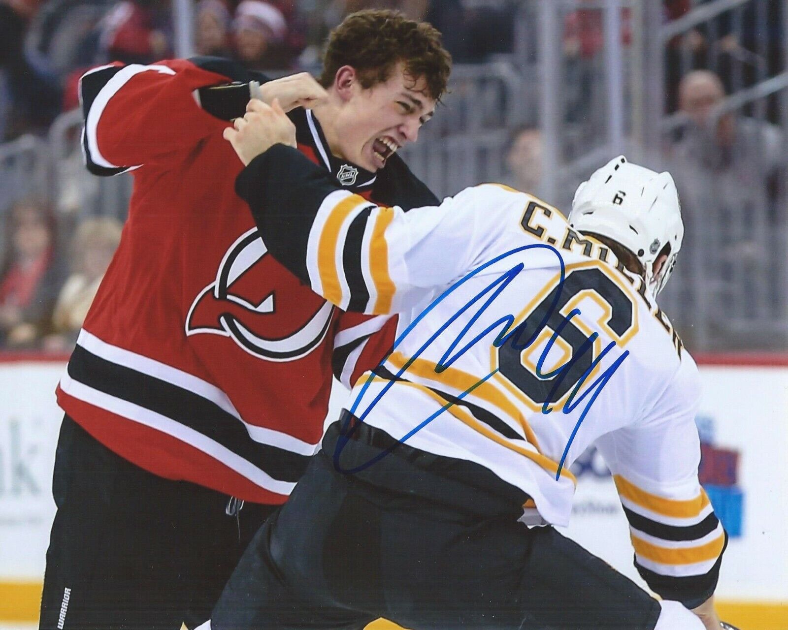 Miles Wood Signed 8x10 Fight Photo Poster painting New Jersey Devils Autographed COA B