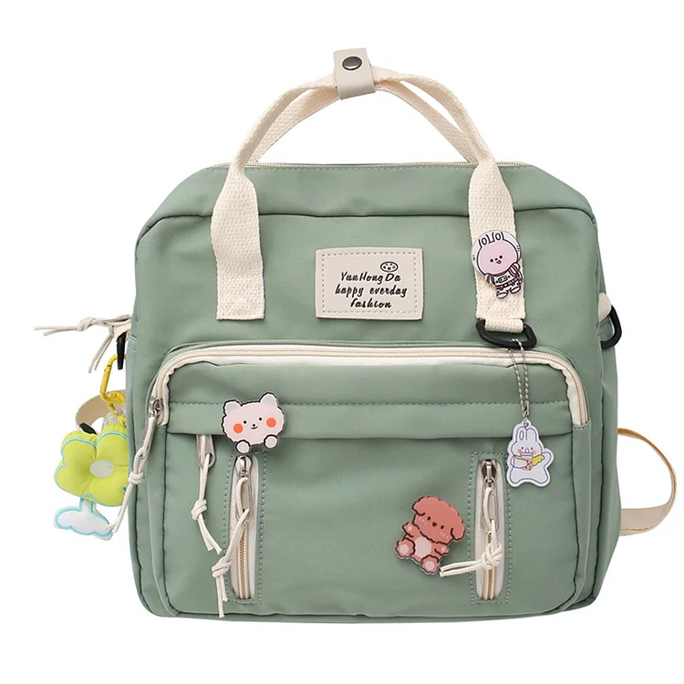 Nylon Backpacks Fashion Cute Casual Rucksack Zippers Women Shopping Bag (Green)