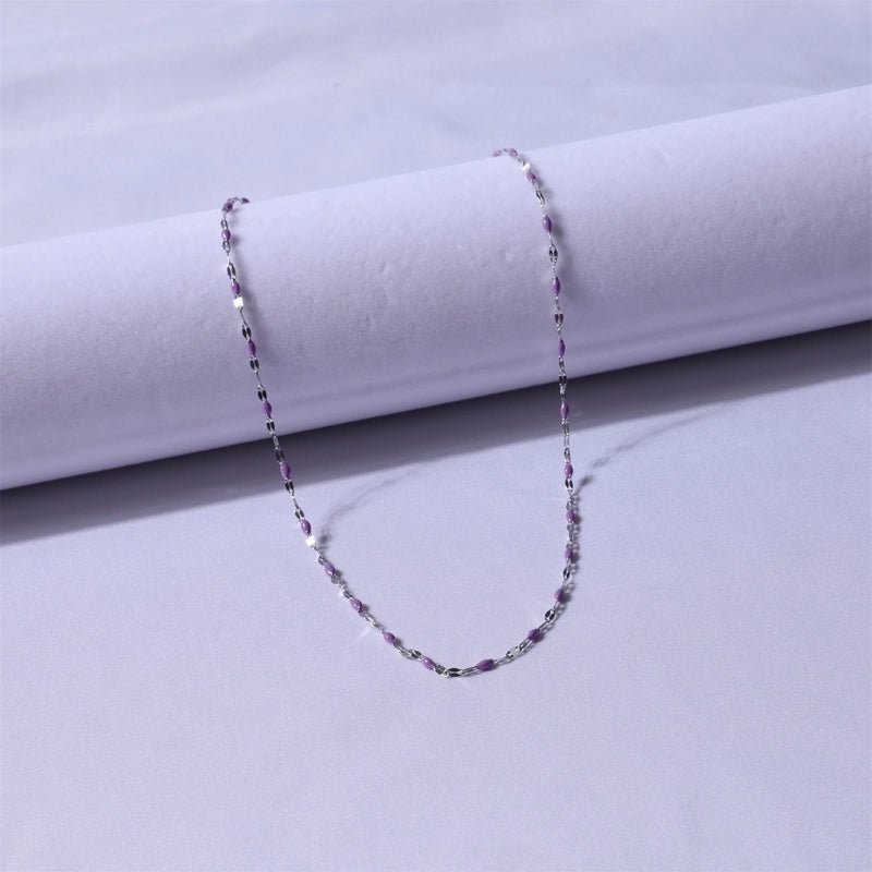 Sweet Color Block Titanium Steel Enamel Necklace