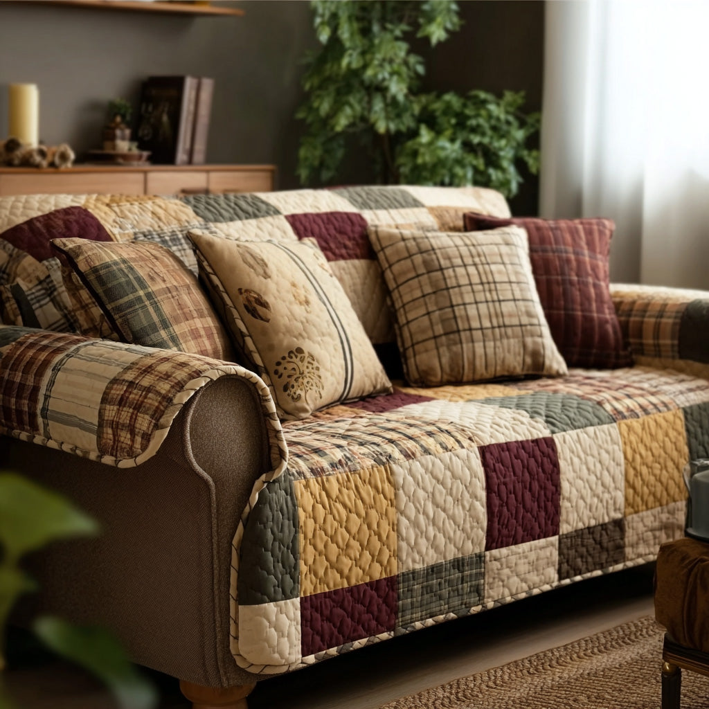 Harvest Plaid Quilted Sofa Cover NCU0NT11986 everthome